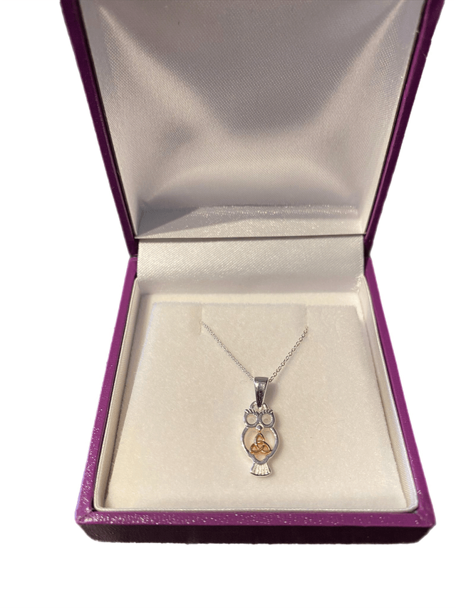 Sterling Silver Celtic Trinity Knot Owl Necklace