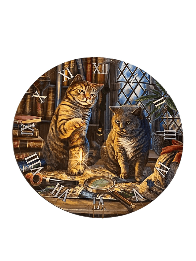 Lisa Parker "Purrlock Holmes " Clock 30cm x 30cm  (Approx)