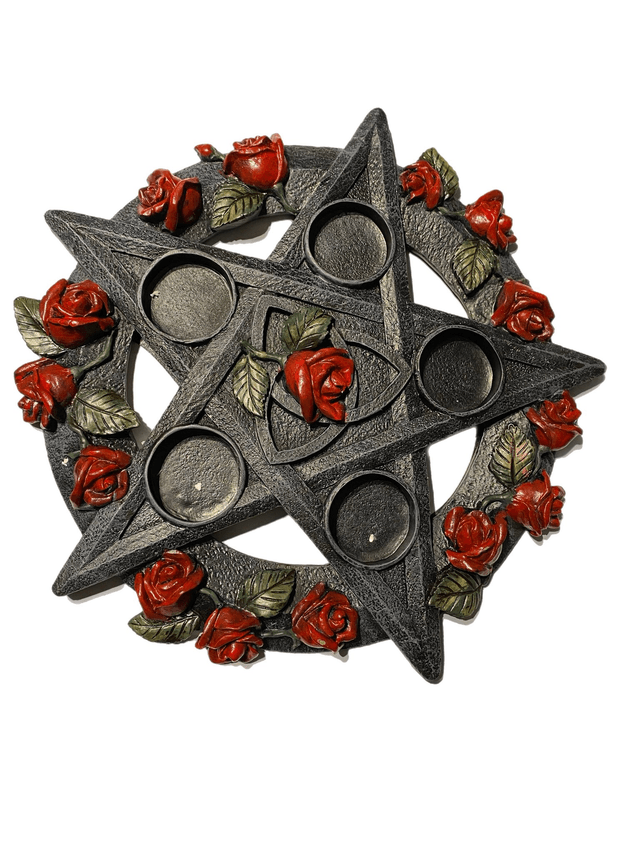 Pentagram Rose Tealight candle holder by Nemesis now