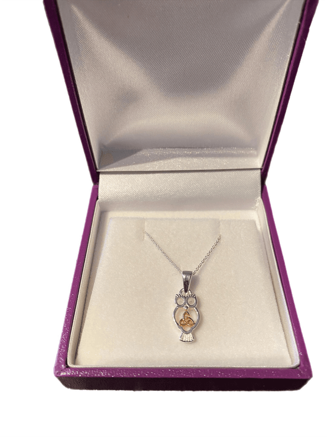 Sterling Silver Celtic Trinity Knot Owl Necklace
