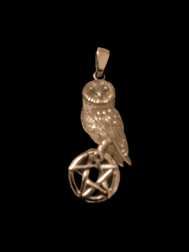 Lisa Parker Bronze Owl on Pentagram Pendant Only