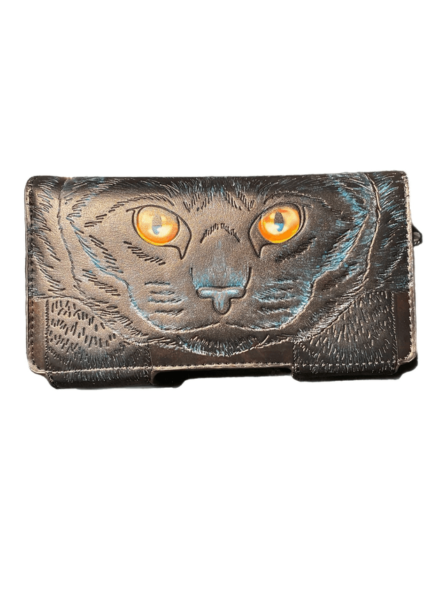 Guardian Cat embossed purse by Lisa Parker
